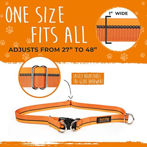 Mighty Paw Hands Free Dog Leash | Bungee Waist Leash for Dog Walking. Pet Running Hands Free Tether for Large, Medium & Small Breeds. Pet Waist Belt (36" - 48") Up to 150 lbs - Orange