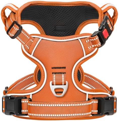 Timos Dog Harness Small Sized, Neck Quick Release with 3 Buckles, Orange, S