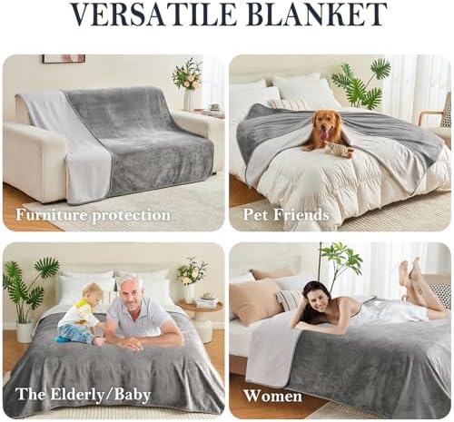 Waterproof Blanket Bed Cover 40"x60" for Adults or Pets, Grey