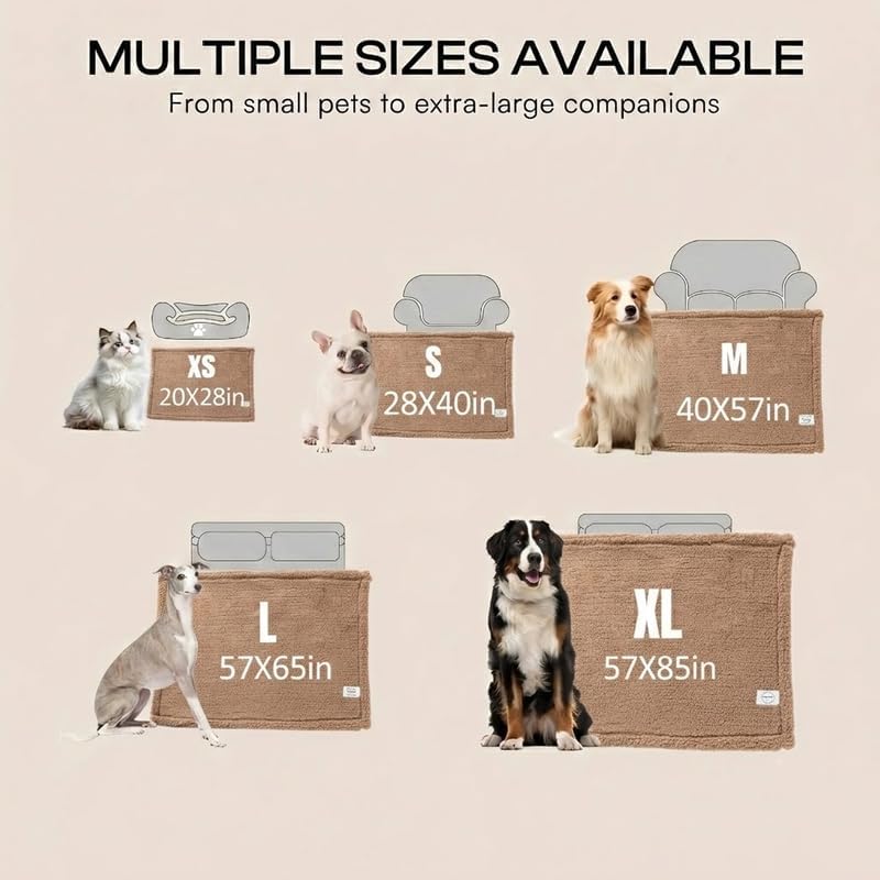 Waterproof Brown Dog Throw Blanket for Pet Couch Puppy Blankets Cover Fluffy Jacquard Fleece Leakproof Blankets Dark Color Sofa Couch Covers Mats Warm Washable-Camel,S