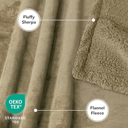 PetAmi Waterproof Dog Blanket for Large Dog Pet, 90x90 Queen, Taupe Sherpa