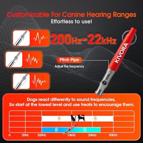 KIVORA 4 Pack Dog Whistle to Stop Barking Neighbors Dog,304 Stainless Steel Adjustable Ultrasonic Silent Dog Training Whistle for Recall & Bark Control,Professional Whistle Suitable for All Dogs