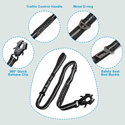 Raipult Tactical Shock Absorbing Bungee Dog Leash Heavy Duty, 4-6ft, Black