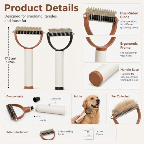 Double Sided Deshedding Dog Brush Undercoat Rake