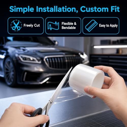 Clear Car Door Sill Protector, Anti-Scratch Paint Protection Film (PPF) Tape, Universal Wear-Resistant Strip for Door Edge Guards