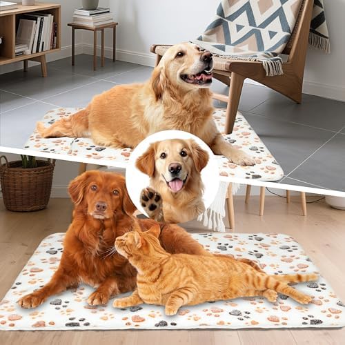 Small Pet Bed Mat, Soft Pad for Rabbits, Guinea Pigs & Hamsters, Cute Pattern, Durable & Machine Washable, Pet Pad for Tiny Animals (White Paw, Small)