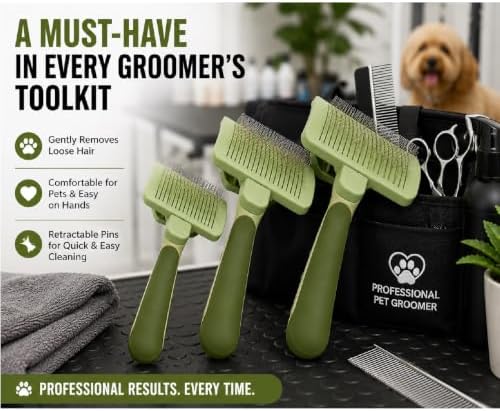Self Cleaning Slicker Brush for Dogs Retractable Pins Choose Size S/M/L or Set (Small)