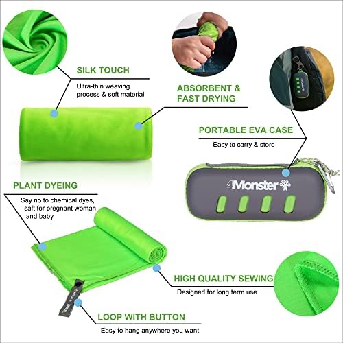 4Monster Camping Towel Super Absorbent-Quick Dry Microfiber Towel Ultra Compact & Soft-Travel Towel Lightweight for Backpacking,Hiking,Gym,Beach,Swimming,Yoga
