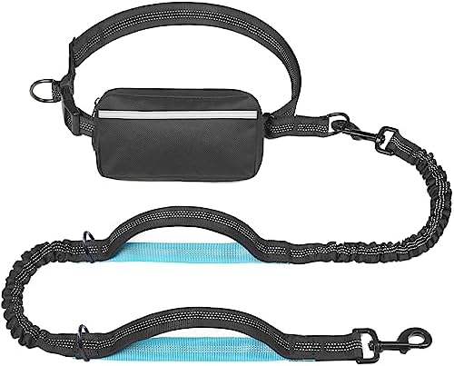 iYoShop Hands Free Dog Leash with Zipper Pouch, Medium, 8-25 lbs, Black
