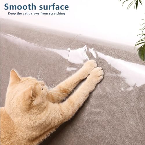 Cat Scratch Furniture Protector - 0.2mm Thick Clear PVC Couch Protector from (7.8inX196.8in（with 20 Twist Pins）)