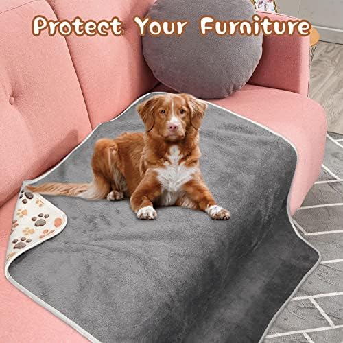 YUEPET 2 Pack Waterproof Dog Blankets, Washable Reversible Throw 40 x 30 in