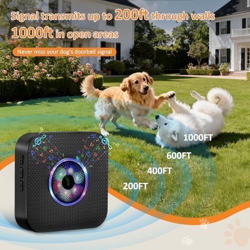 Ownpets Wireless Dog Doorbell 1000Ft 55 Melodies Dual Button