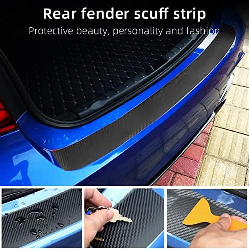Ziciner Car Rear Bumper Protector Guard, Anti-Scratch Carbon Fiber Trunk Door Sill Protection Strip Sticker, Universal Vehicle Trim Cover Accessories for Car, Truck, SUV, Van (35.4×3.75 in, Black)