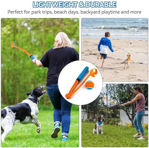 ALL FOR PAWS 25“ Dog Ball Thrower, Upgraded Foldable Tennis Ball Fetch Thrower for Dogs, Dog Ball Launcher Toy for Medium & Large Dog, Soft and Comfortable Tennis Fetch Handle, 2.5 Inch Ball Included