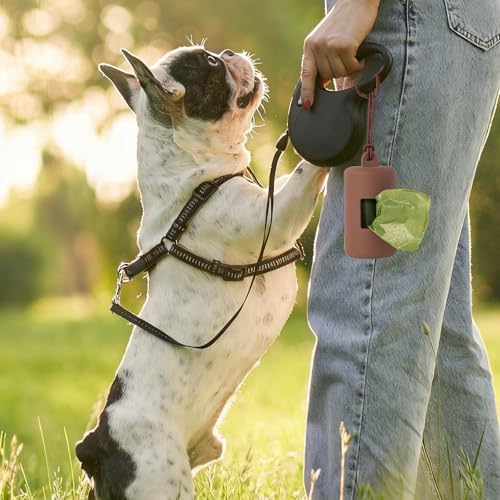 3Pack Dog Poop Bag Holder for Leash,Integrated Molding Soft Plastic Pet Waste Bag Dispenser with Elastic Loop Protable Doggie Poop Bag Dispensers (Black+Brown+Grey)