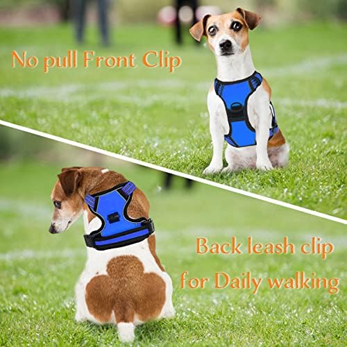 No Pull Dog Harness for Small Medium Large Dogs Adjustable Reflective Pet Vest with Front Clip Padded Harness for Dogs Easy Control Handle Best for Outdoor Training and Walking Blue XL
