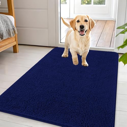 OLANLY Dog Door Mat for Muddy Paws 44x32, Super Absorbent Chenille Mud Mat