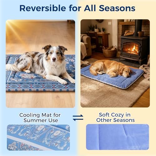 BINGPET Cooling Mat for Dogs, 36x23in Reversible Self-Cooling Dog Pad