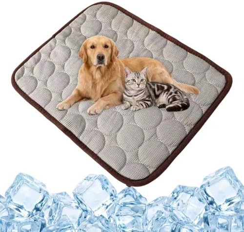 Cooling Mat for Dogs, Self-Cooling Ice Silk Dog Mat, Portable Washable Non-Slip Pet Cooling Pad for Indoor & Outdoor Summer Use, Breathable Dog Cooling Blanket for Large & Small Dogs (Gray, XX-Large)
