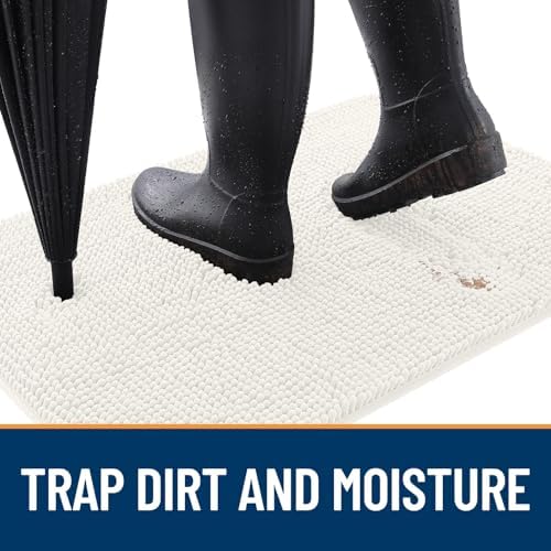 OLANLY Dog Door Mat for Muddy Paws 47x24, Super Absorbent Chenille Mud Mat