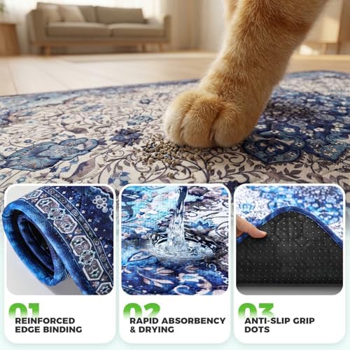 Hompet Reusable Pee Pads for Dogs, Non-Slip Washable Potty Pads for Floor 20x60 Inch Blue 2Pack