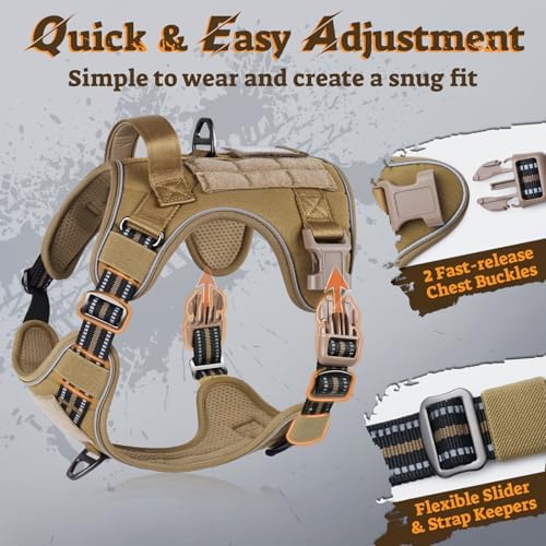 rabbitgoo Tactical Dog Harness for Small Dogs, No Pull Service Pet Vest