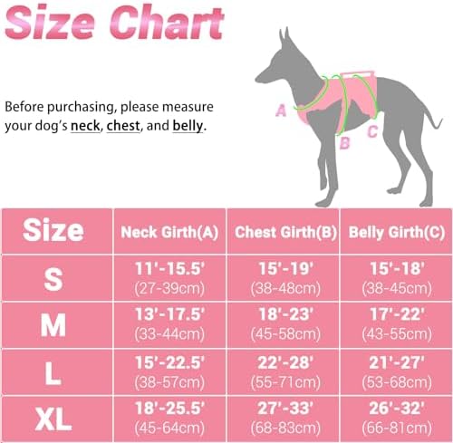 Multi-Use Support Dog Harness, Escape Proof No Pull Reflective Adjustable Vest with Durable Handle, Dog Walking Harness for Big/Active Dogs (Pink, M)