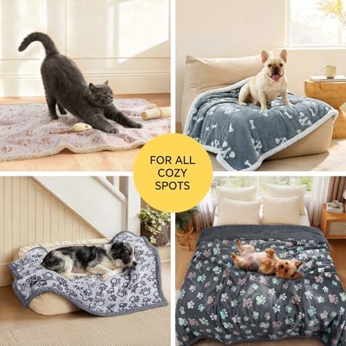 Luciphia Waterproof Dog Blanket Reversible Sherpa Fleece for Large Dogs Cat