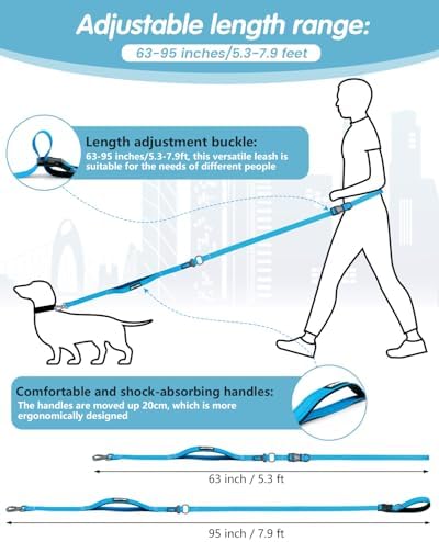 Hands Free Dog Leash with Seatbelt Set, Adjustable 5.3-7.9ft
