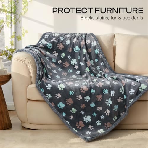 Luciphia Waterproof Dog Blanket Reversible Sherpa Fleece for Large Dogs Cat