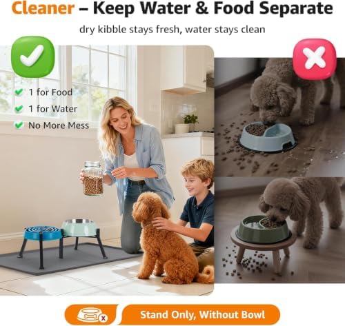 LOOBANI Double Dog Bowl Stand Adjustable 5.9"-8.7" Width for Seniors Dogs