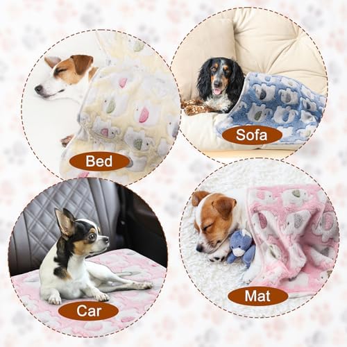 1 Pack 3 Blankets for Dog Puppy Cat (Small 23x16'', Pink, Yellow, Blue)