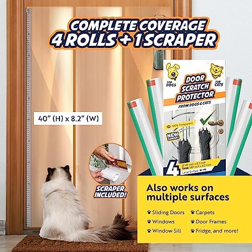Panther Armor Dog Scratch Door Protector, 4 Pack Clear Door Guards
