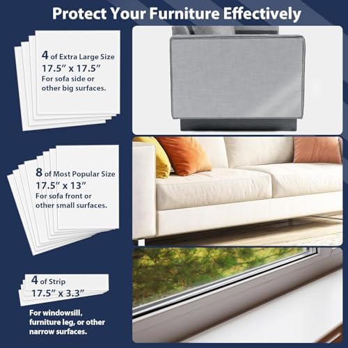Anti Cat Scratch Furniture Protector, Transparent Self-Adhesive Couch Furniture Protectors from Cats Scratching Claws, Cat Scratch Couch Protector (17.5"X17.5")