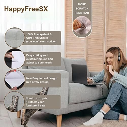 Anti Cat Scratch Furniture Protector, 10 Pack, Cat Scratch Deterrent Tape, Couch Protector for Cats, Furniture Protectors from Cats, Double Sided Sofa Anti Scratching Sticky Tape, cat Training Tape