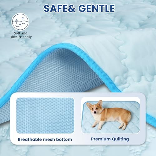 SUPRIY Pet Cooling Mat Pet Fabric for Dogs & Cats Q-Max>0.4(Blue,X-Large)