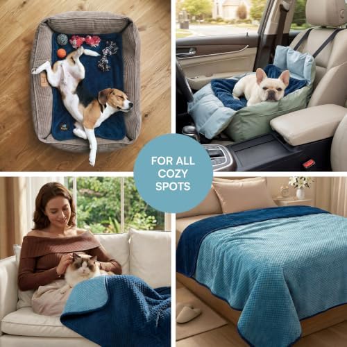 Luciphia Waterproof Blanket for Dog, Washable Reversible Fleece Pet Throw