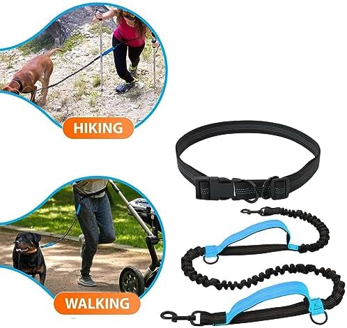 Hands Free Dog Leash Adjustable Walking Running Dog Leash with Double Upgraded Anti-Shock Bungees and Padded Handles (Color : Blue)
