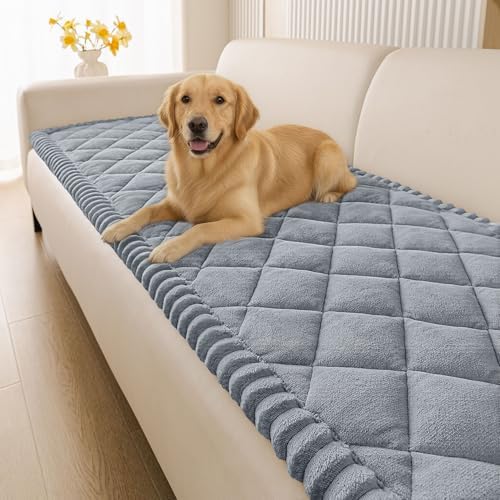 Smiry Non Slip Couch Cover for Dogs, Fuzzy Plush Pet Sofa Protector