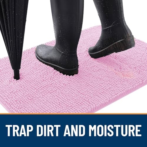 OLANLY Dog Door Mat for Muddy Paws 54x32, Super Absorbent Chenille Mud Mat