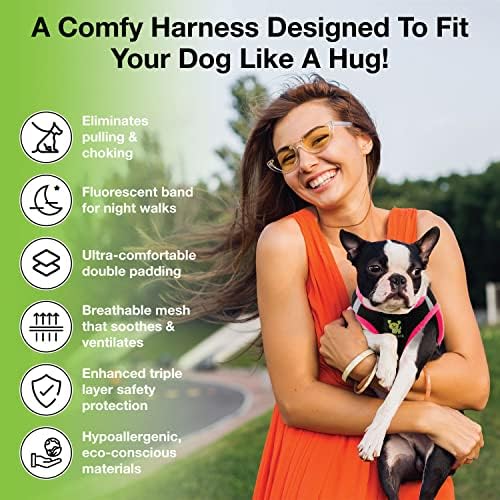 EcoBark Teacup Dog Harness, Luxury Step in Dog Harness Vest, Black & Pink