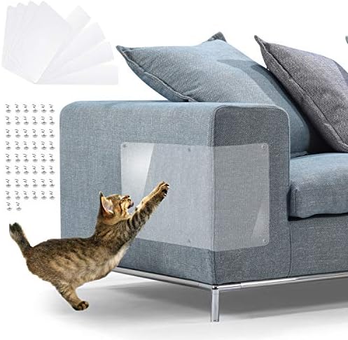 in handFurniture Scratch Guards, 8PCS X-Large Premium Flexible Vinyl Cat Couch Protector Guards with Pins No Adhesive for Protecting Your Upholstered Furniture, Cat Scratch Deterrent Pad
