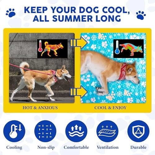 Starry Cooling Mat for Dogs 59'' X 39'' Layer Dog Cooling Bed Washable Pet Cooling Mat for Summer Thin Breathable Non Slip Foldable Portable Reusable Suitable for Indoor Outdoor Blue