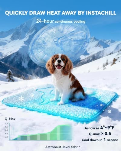 Cooling Mat for Dogs, Instant Chill Large Pet Pad Dog Bed Indoor Outdoor L