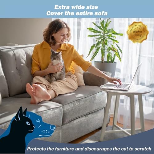 12 Pack Cat Scratch Furniture Protector Anti-Scratch Deterrent Tapes Premium Cat Couch Protector with Strong Stickiness No-Residue for Couch Doors & Walls