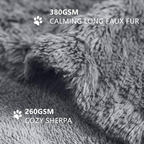 gogobunny Waterproof Dog Blanket for Couch & Furniture Protection - Super Soft Reversible Throw for Large Dogs & Cats, Calming Washable Fur & Sherpa Pet Blanket (33x77 Inch, Light Grey)