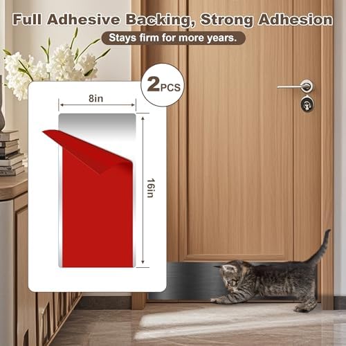 2 PCS 8" x 16" Brushed Door Kick Plate, Self-Adhesive, Rounded Corners