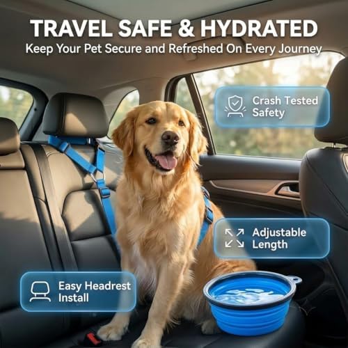 Heavy Duty Retractable Headrest Dog Seat Belt (1, Green)