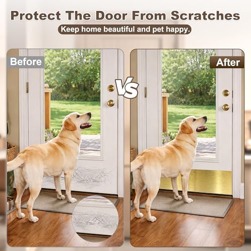 2 PCS 8" x 16" Brushed Door Kick Plate, Self-Adhesive, Rounded Corners