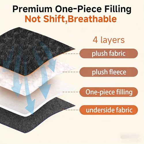 Dog Bed Medium Size Dog, 30x19 Plush Washable Dark Gray Flat Pet Bed